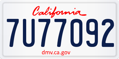 CA license plate 7U77092