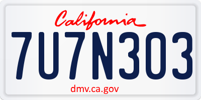 CA license plate 7U7N303