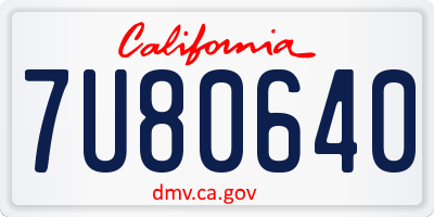 CA license plate 7U80640