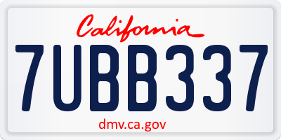 CA license plate 7UBB337