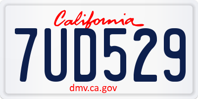 CA license plate 7UD529