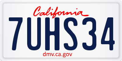 CA license plate 7UHS34