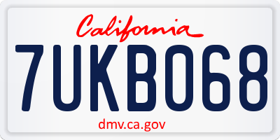 CA license plate 7UKB068