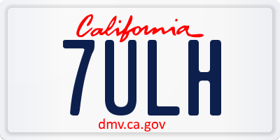 CA license plate 7ULH