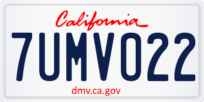 CA license plate 7UMVO22