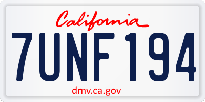 CA license plate 7UNF194