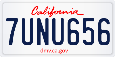 CA license plate 7UNU656
