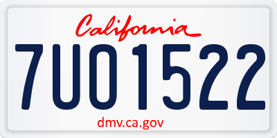 CA license plate 7UO1522