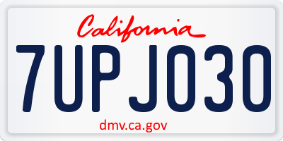 CA license plate 7UPJ030