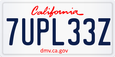 CA license plate 7UPL33Z