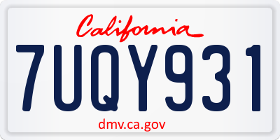 CA license plate 7UQY931