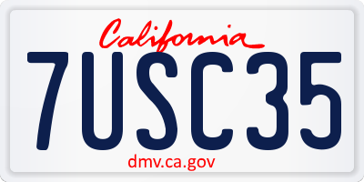 CA license plate 7USC35