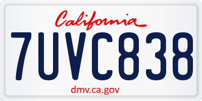 CA license plate 7UVC838