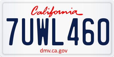 CA license plate 7UWL460