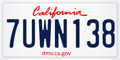 CA license plate 7UWN138