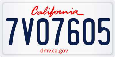 CA license plate 7V07605