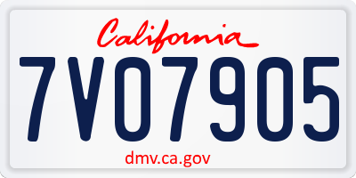 CA license plate 7V07905