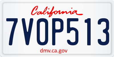 CA license plate 7V0P513