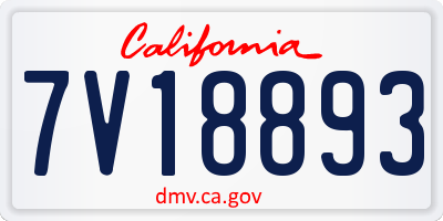 CA license plate 7V18893