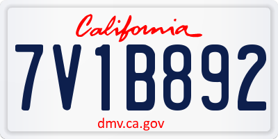 CA license plate 7V1B892