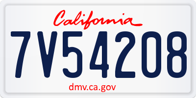 CA license plate 7V54208