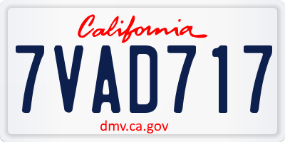 CA license plate 7VAD717
