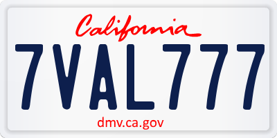 CA license plate 7VAL777