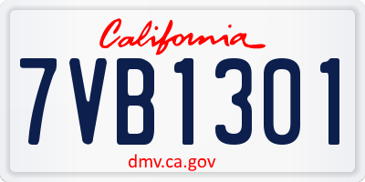 CA license plate 7VB1301