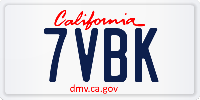 CA license plate 7VBK