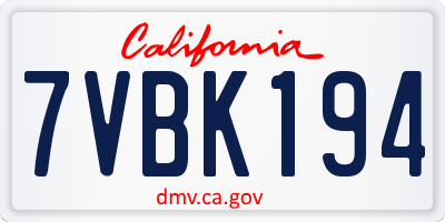 CA license plate 7VBK194