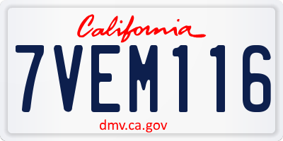 CA license plate 7VEM116