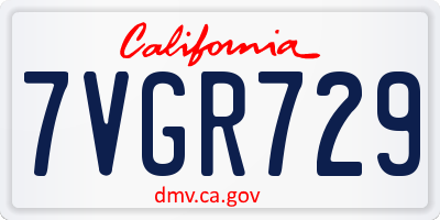 CA license plate 7VGR729
