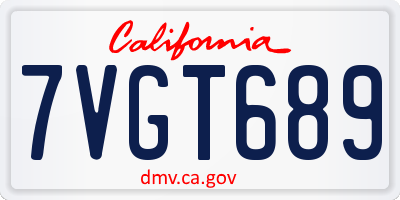 CA license plate 7VGT689