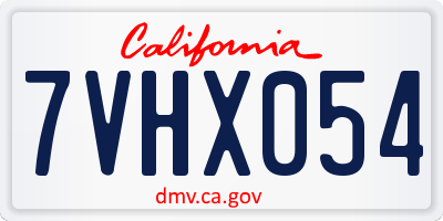 CA license plate 7VHX054