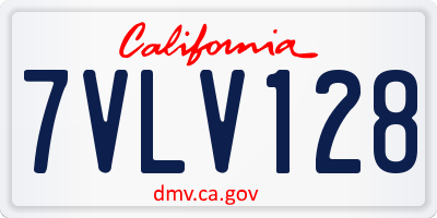 CA license plate 7VLV128