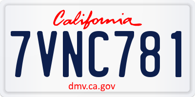 CA license plate 7VNC781
