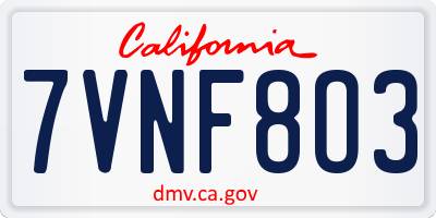 CA license plate 7VNF8O3