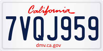 CA license plate 7VQJ959