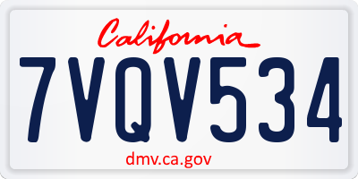 CA license plate 7VQV534