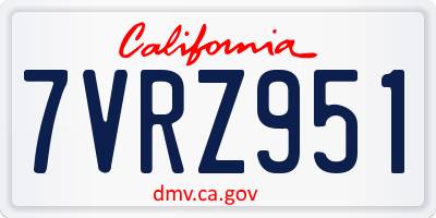 CA license plate 7VRZ951