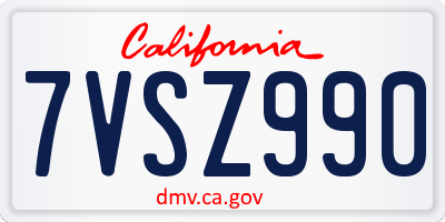 CA license plate 7VSZ990