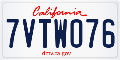 CA license plate 7VTWO76