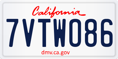 CA license plate 7VTWO86