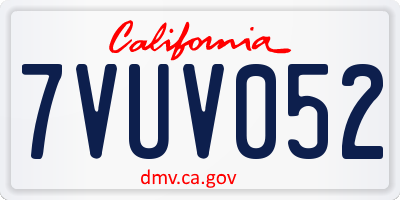 CA license plate 7VUV052