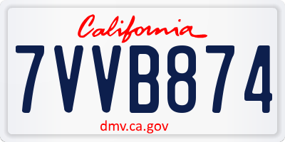 CA license plate 7VVB874