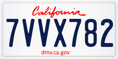 CA license plate 7VVX782