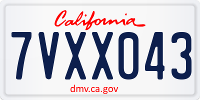 CA license plate 7VXX043