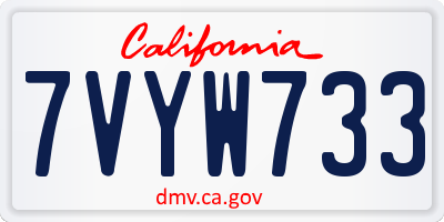 CA license plate 7VYW733