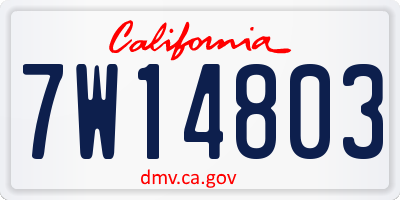 CA license plate 7W14803