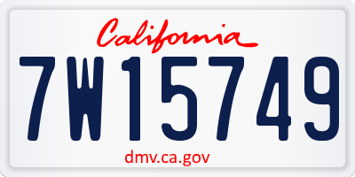 CA license plate 7W15749